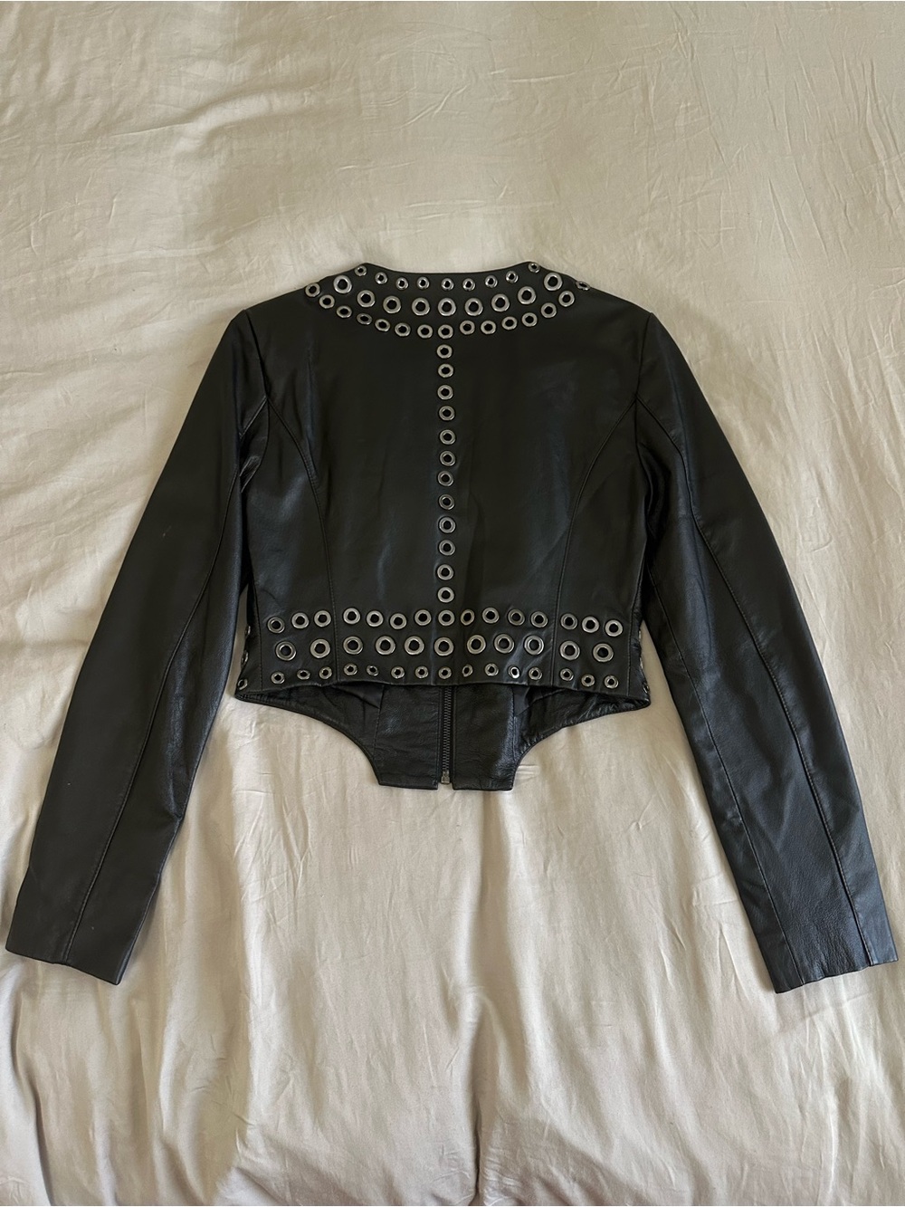 bebe Black 100% genuine Leather Grommet Jacket - Picture 6 of 6